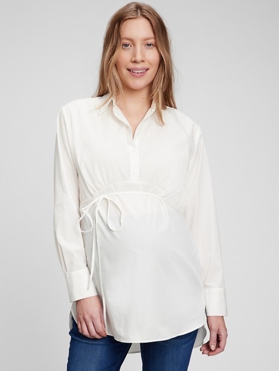 GAP Tops - NWT GAP Maternity Popover Shirt Small White 8505